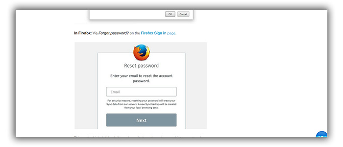 reset setting in firefox